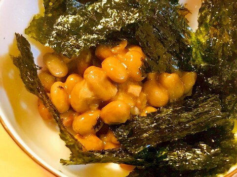 今日の納豆●甜麺醤と韓国海苔の一品